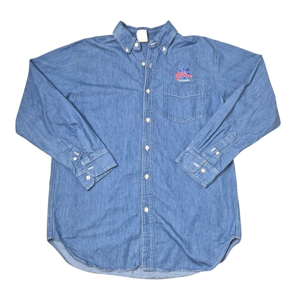 Planet Hollywood Orlando Vintage 90s Denim Shirt Cotton Men's Size Large
